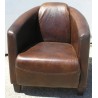 Fauteuil Club, modèle Silverstone, en cuir brun