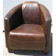Fauteuil Club, modèle Silverstone, en cuir brun
