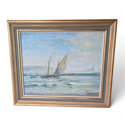 Tableau \"La Bise\" signé Louis BAUDIT 1946