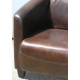 Fauteuil Club, modèle Silverstone, en cuir brun