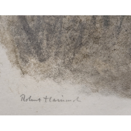 Gravure "Sangliers, clair de lune" signée HAINARD