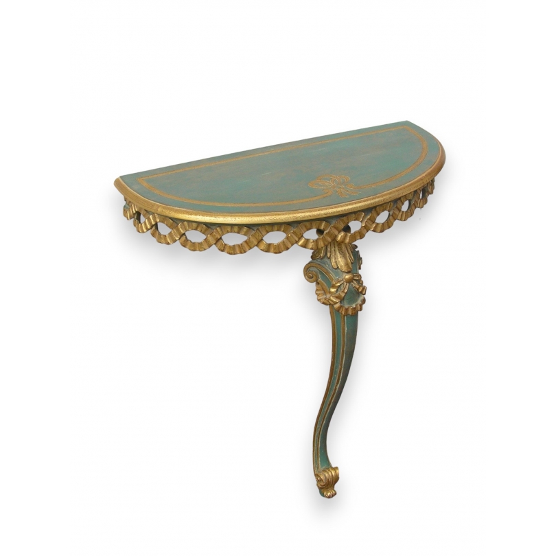 Carved wooden console table, stripped, oxidised and gilded, from Moinat SA – Antiques and home décor