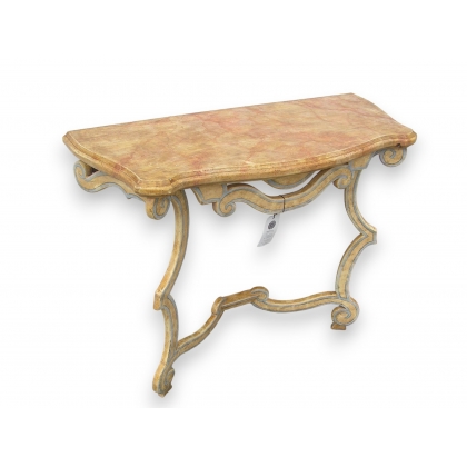 A console table made of fretwork wood with a distressed finish, from  Moinat SA  - Antiques and home décor