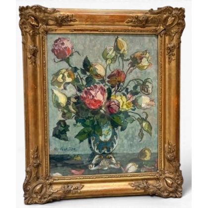 Tableau \"Bouquet de roses\" signé HC FORESTIER