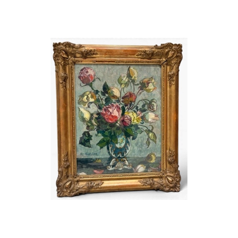 Painting entitled ‘Bouquet of Roses’, signed HC FORESTIER