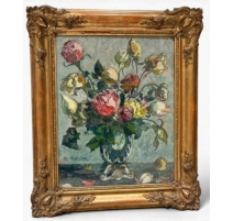 Tableau "Bouquet de roses" signé HC FORESTIER