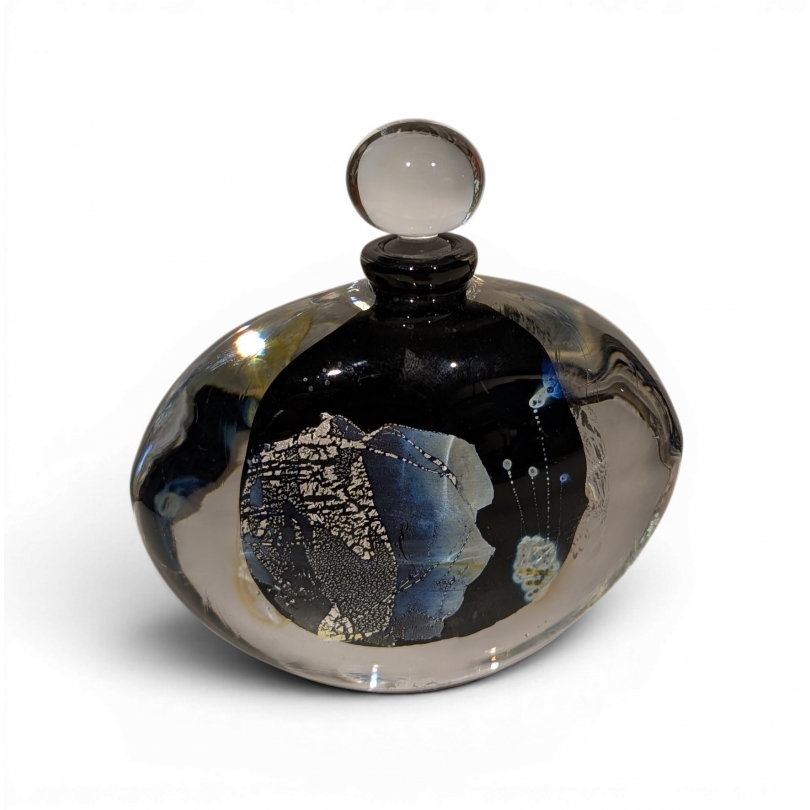 Hand-blown glass bottle signed LAURENT