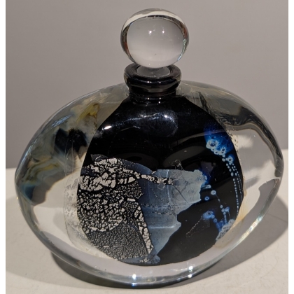 Hand-blown glass bottle signed LAURENT