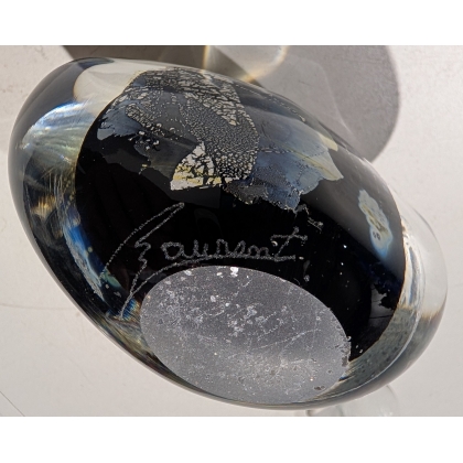 Hand-blown glass bottle signed LAURENT