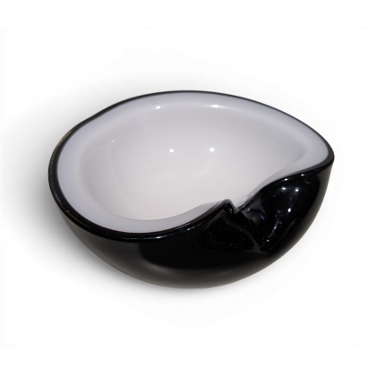Cendrier en verre de Murano noir et blanc