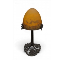 Lampe Muller frères en verre et fer forgé