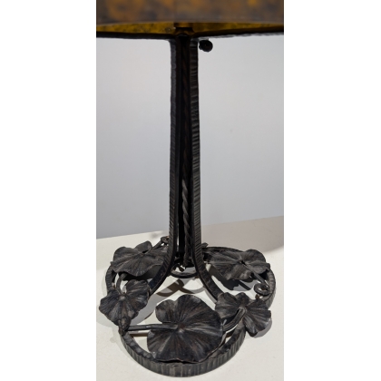 Lampe Muller frères en verre et fer forgé