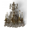 Lustre en bronze doré à cristaux avec 10 lumières