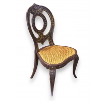 Chaise Napoléon III noire et dorée