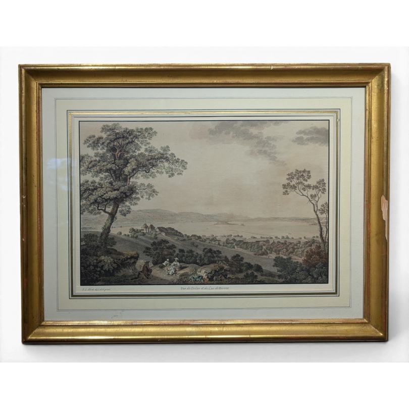 Gravure "Lac de Bienne" par ABERLI