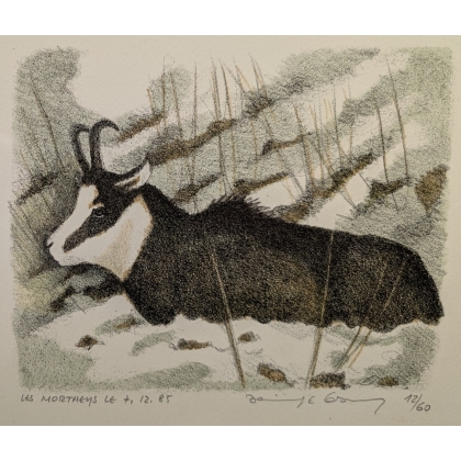 Gravure "Chamois" signée COSANDEY