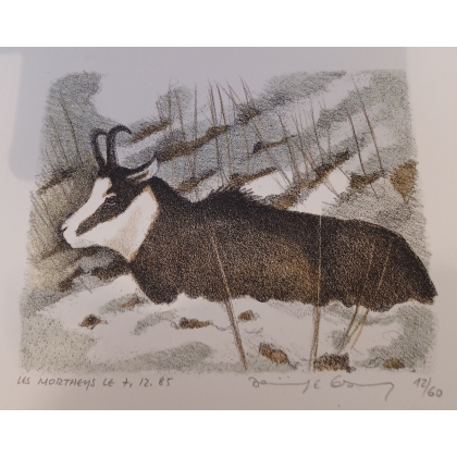 Gravure "Chamois" signée COSANDEY