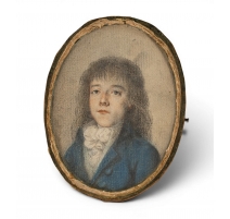 Miniature ovale aquarelle "Gentilhomme"