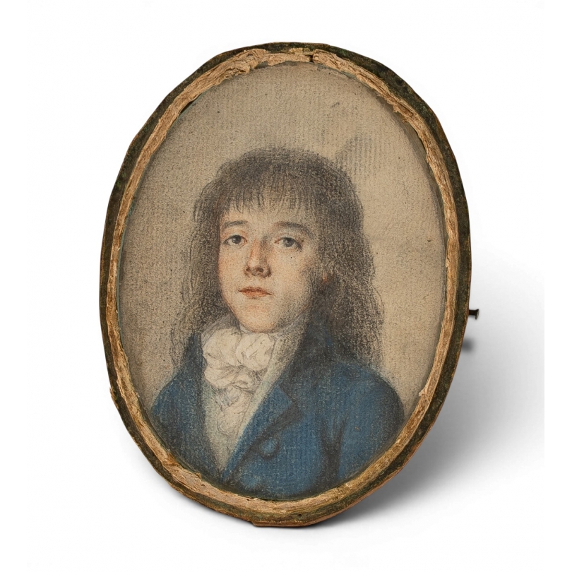 Miniature ovale aquarelle "Gentilhomme"
