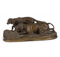 Bronze "Deux chiens de chasse" signé P.J. MÉNE