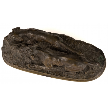 Bronze "Deux chiens de chasse" signé P.J. MÉNE