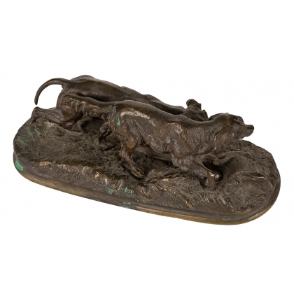 Bronze "Deux chiens de chasse" signé P.J. MÉNE