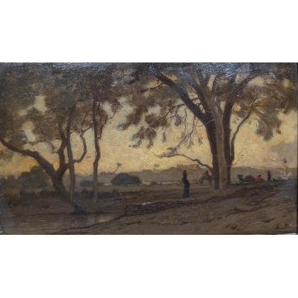 Painting entitled ‘Around Cairo’, signed E.D.
