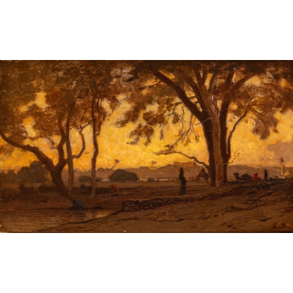 Painting entitled ‘Around Cairo’, signed E.D.
