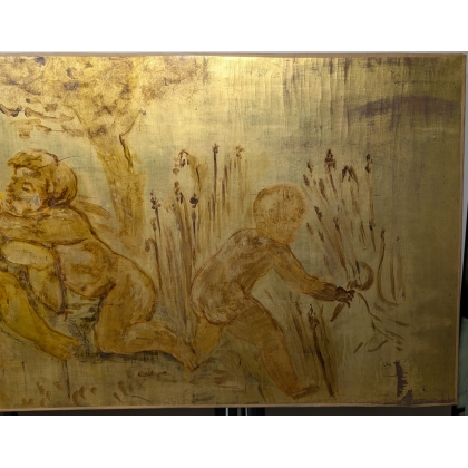Painted door lintel with gold leaf