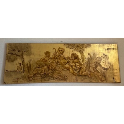 Painted door lintel with gold leaf