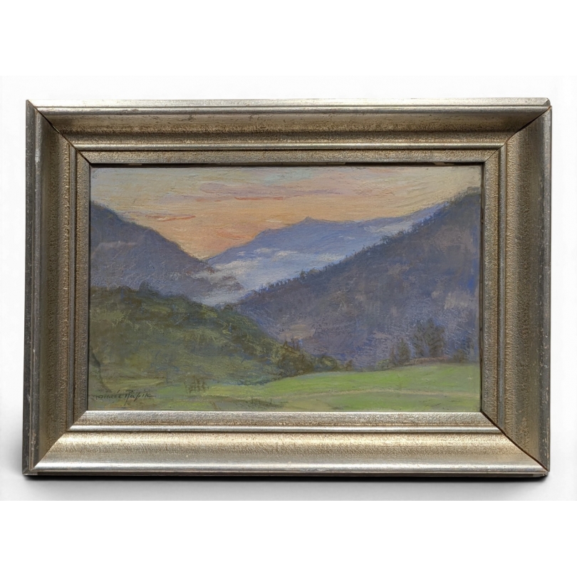 Pastel "Paysage de la Broye" signé Aimée RAPIN