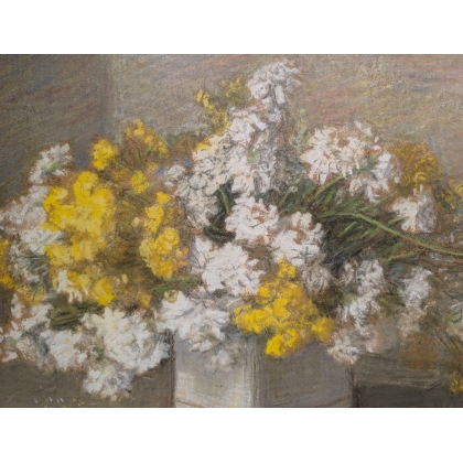 Pastel "Corbeille d'or et d'argent" signé RAPIN