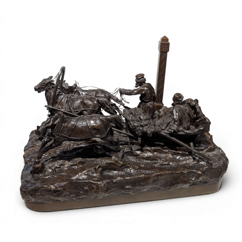 Bronze "The Tsarskoe Mile Post" signé GRACHEV