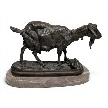 Bronze \"Chèvre et son chevreau\" signé FRÉMIET