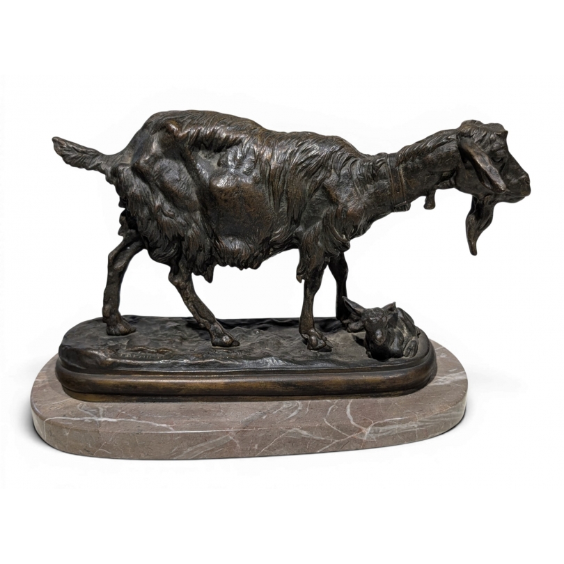 Bronze \"Chèvre et son chevreau\" signé FRÉMIET