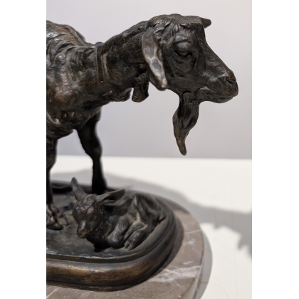 Bronze \"Chèvre et son chevreau\" signé FRÉMIET