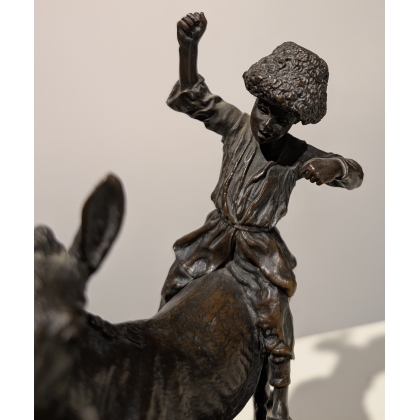 Bronze "Garçon avec trois ânes" signé LANCERAY
