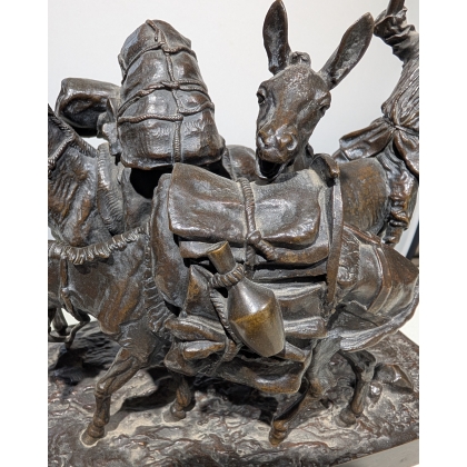 Bronze "Garçon avec trois ânes" signé LANCERAY
