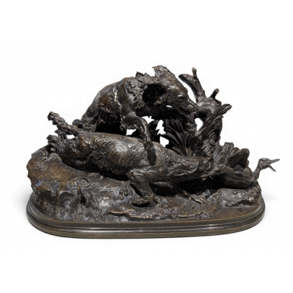 Bronze \"La Chasse aux canards\" signé P.J. MÊNE