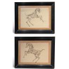 Paire de dessins anatomiques de chevaux