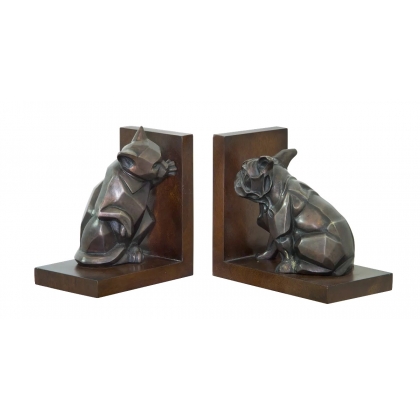 Paire de serre-livres Chien et Chat