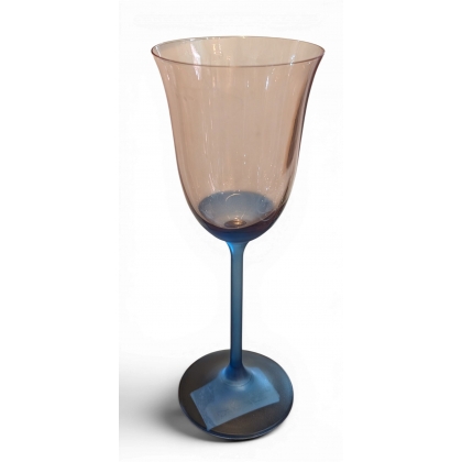 Verre haut, Pied bleu et coupe orangé