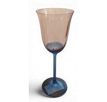 Verre haut, Pied bleu et coupe orangé