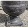 Black marble-effect stone garden basin