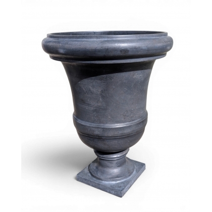 Black marble-effect stone garden basin