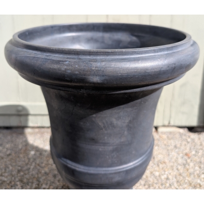Black marble-effect stone garden basin