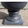 Black marble-effect stone garden basin