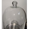 Cloche présentoir, pied en métal argenté