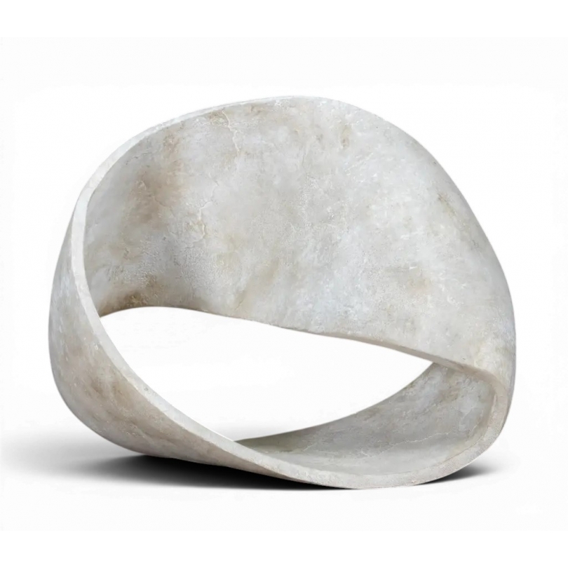 Noeud de Moebius en pierre marbrière blanche