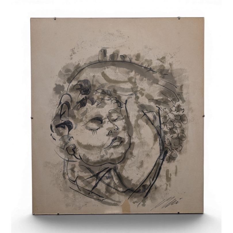Dessin à l'encre "Bacchus" signé ERNI